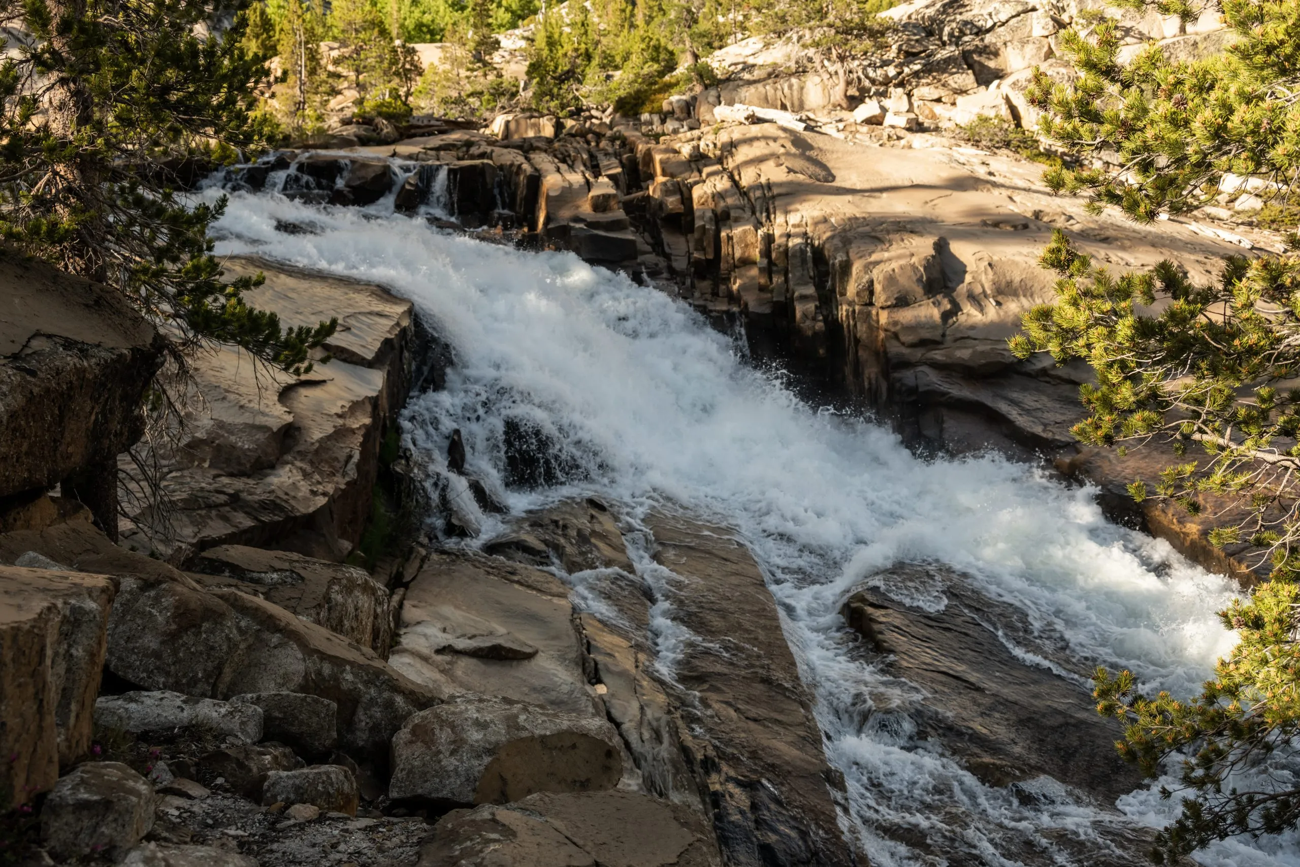 Tuolomne River Rushes Over Steps Of Granite In Yosemite
